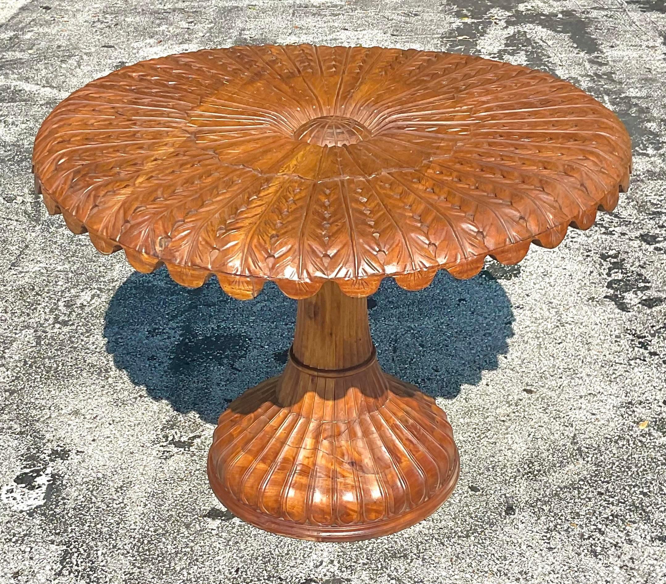 Bois Fin du 20ème siècle Vintage Boho Wood Wood Center Hall Table en vente