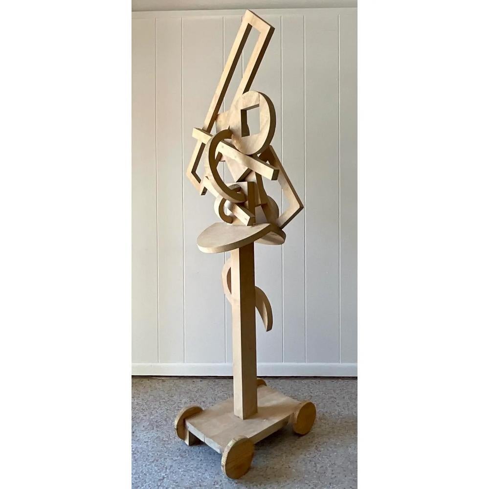 Adam Style Late 20th Century Vintage Boho Constructivist Wooden Assemblage Sculpture For Sale