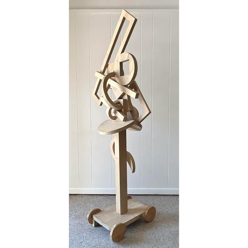 Late 20th Century Vintage Boho Constructivist Wooden Assemblage Sculpture In Good Condition For Sale In west palm beach, FL