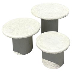 Late 20th Century Vintage Boho Coral Design Plaster Trio of Tables