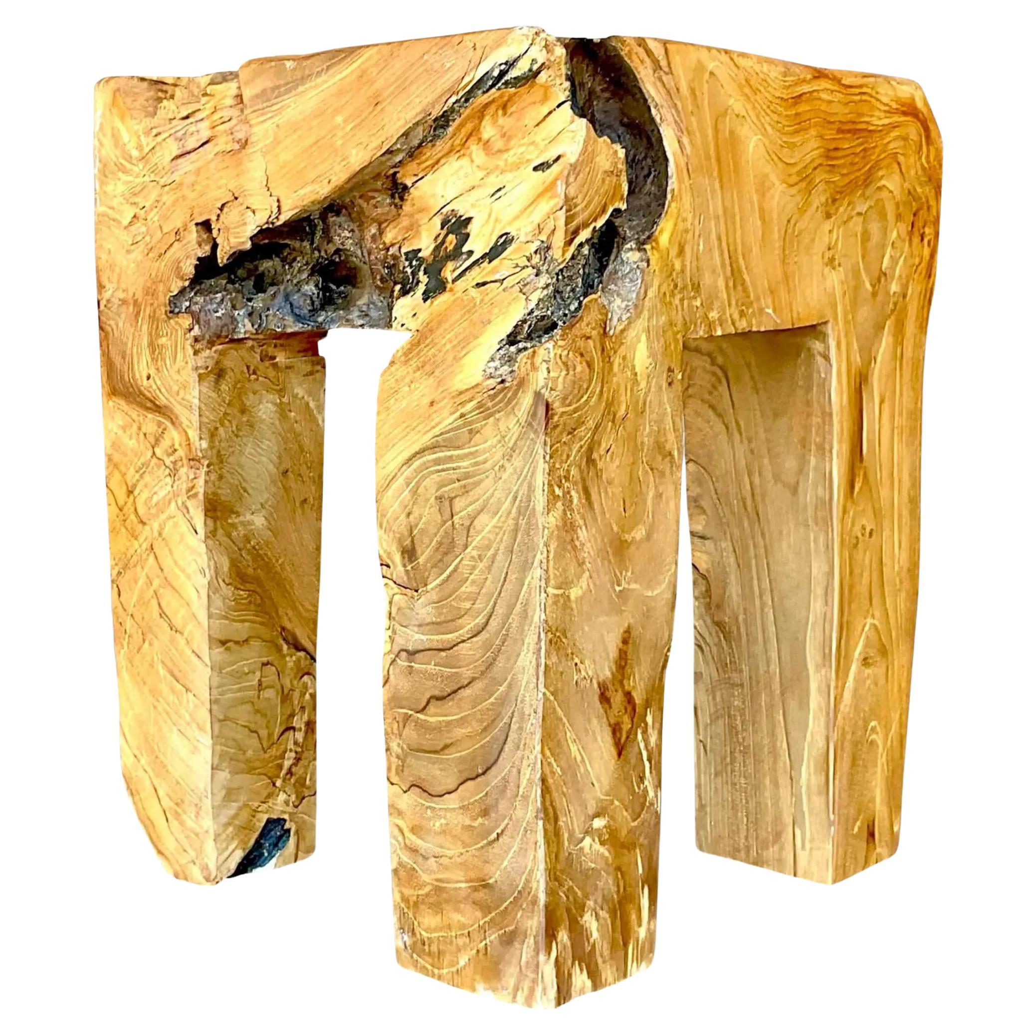 Ende des 20. Jahrhunderts Vintage Boho Distressed Wood Drinks Tisch