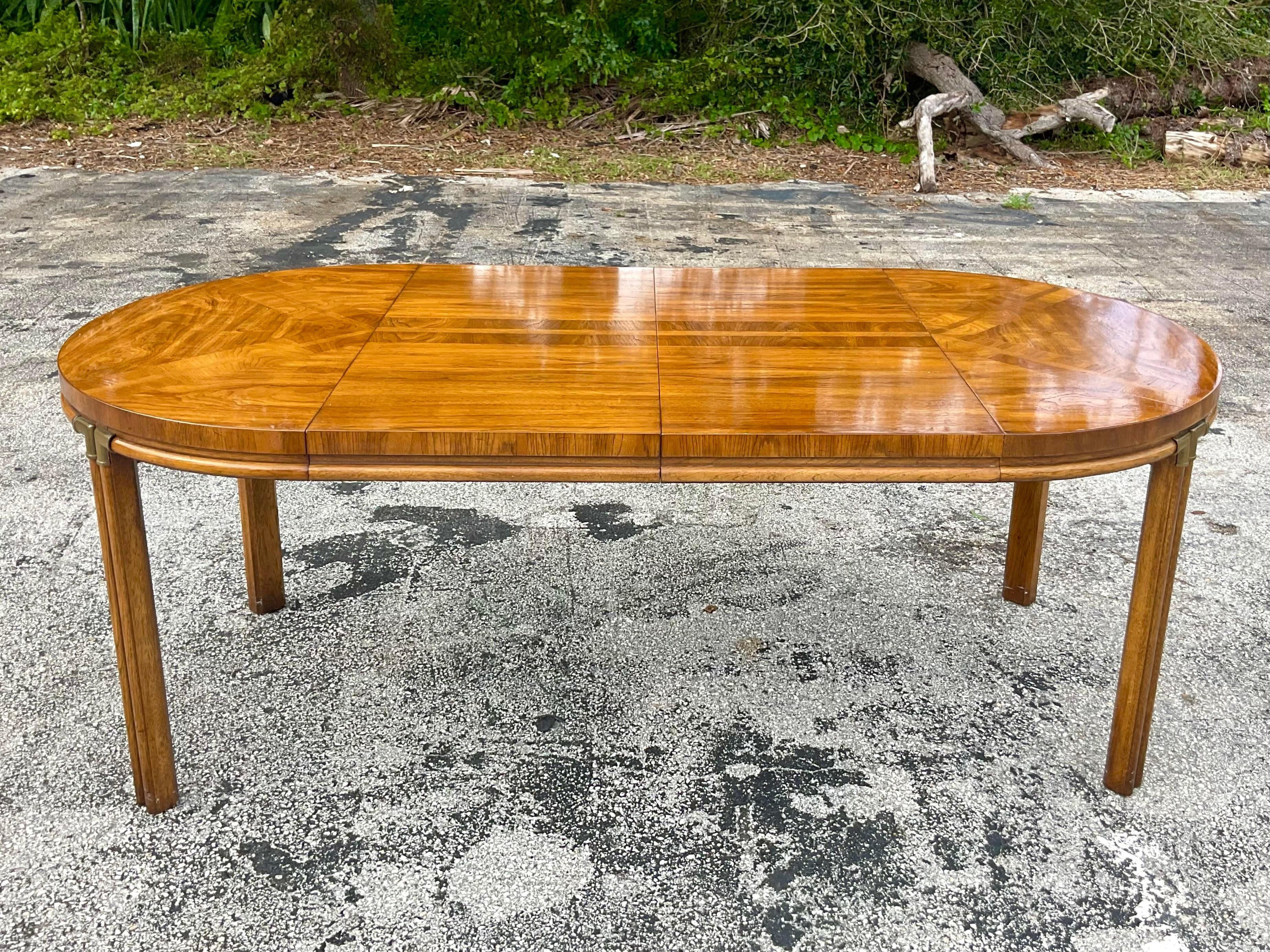 Late 20th Century Vintage Boho Drexel Accolade Campaign Dining Table In Good Condition In west palm beach, FL