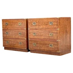 Late 20th Century Vintage Boho Drexel Campaign Chests - a Pair
