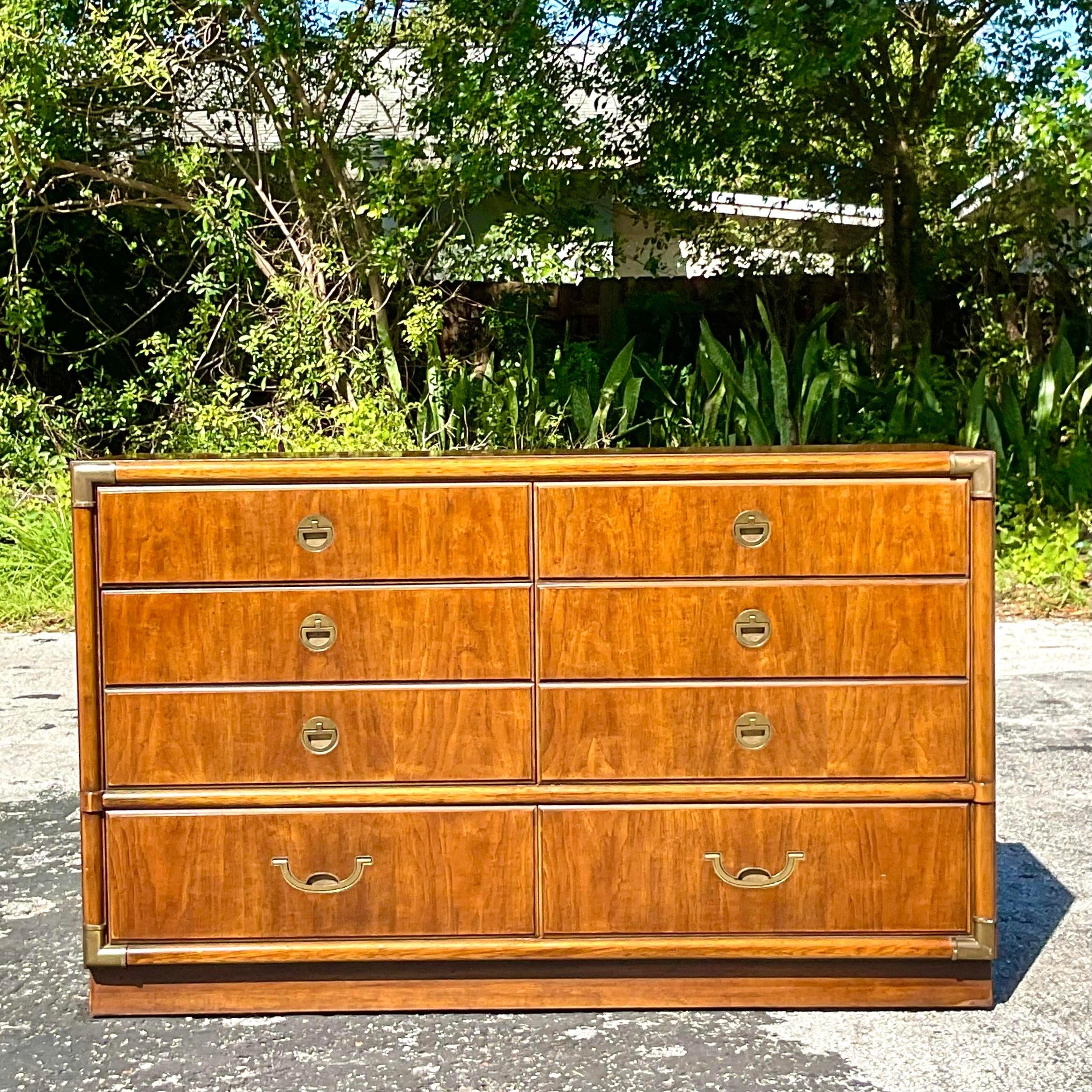 American Late 20th Century Vintage Boho Drexel Campaign Dresser For Sale