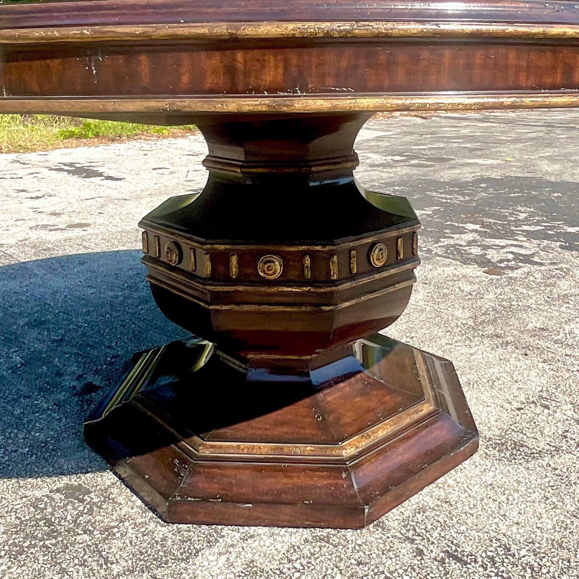 Late 20th Century Vintage Boho Ebony and Gilt Tipped Dining Table For Sale 3