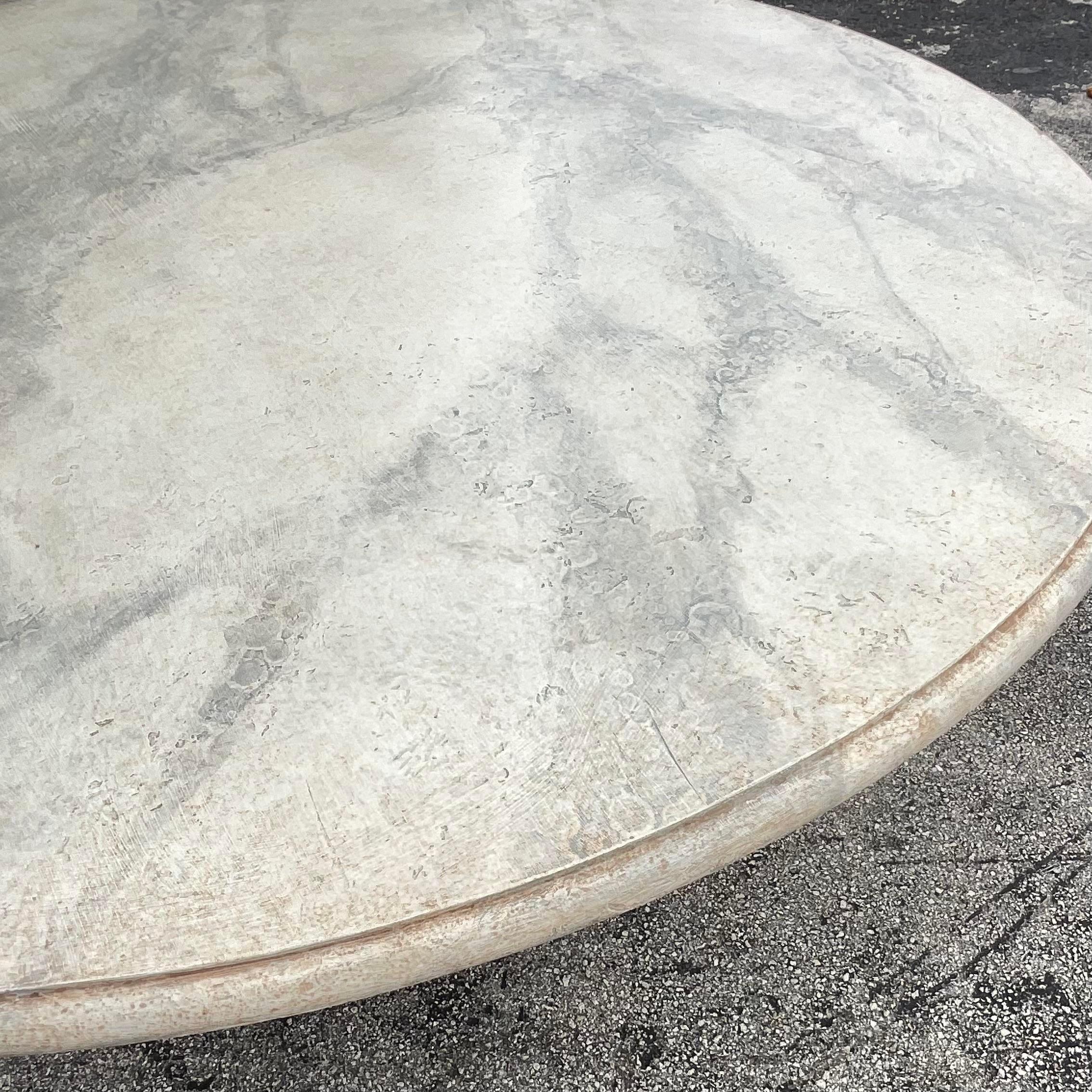 Late 20th Century Vintage Boho Faux Finished Marble Dining Table For Sale 6