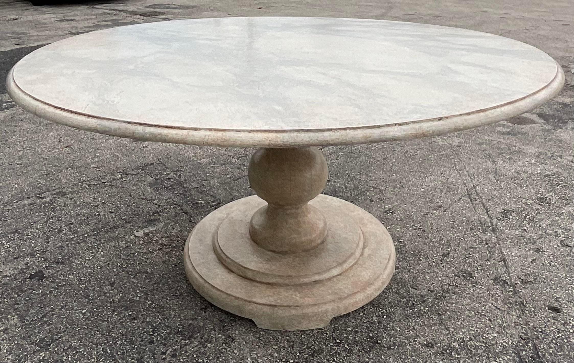 Late 20th Century Vintage Boho Faux Finished Marble Dining Table For Sale 7