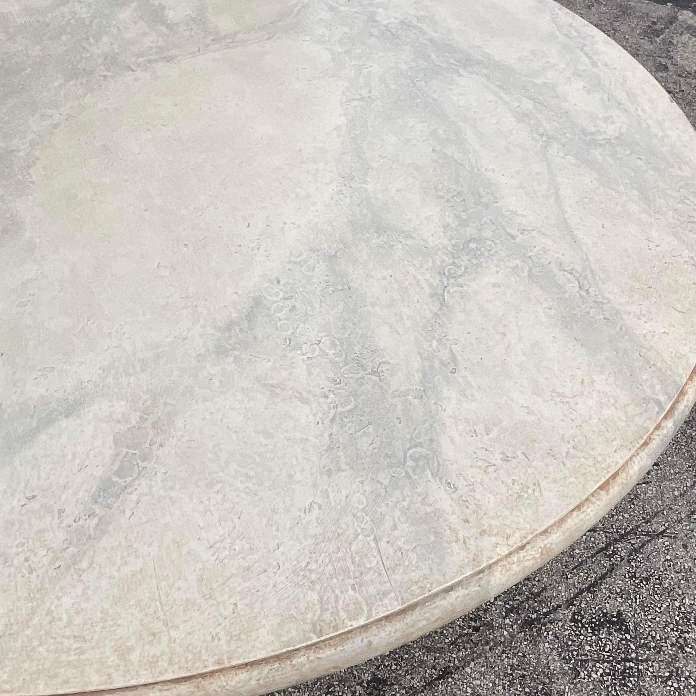 Late 20th Century Vintage Boho Faux Finished Marble Dining Table For Sale 3