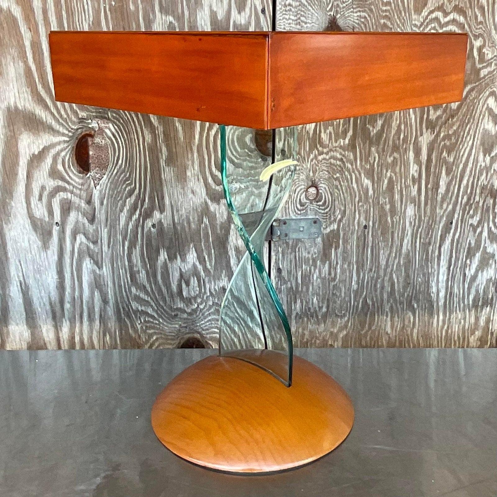 Late 20th Century Vintage Boho Fiam Italia Twisted Glass Side Table For Sale 6