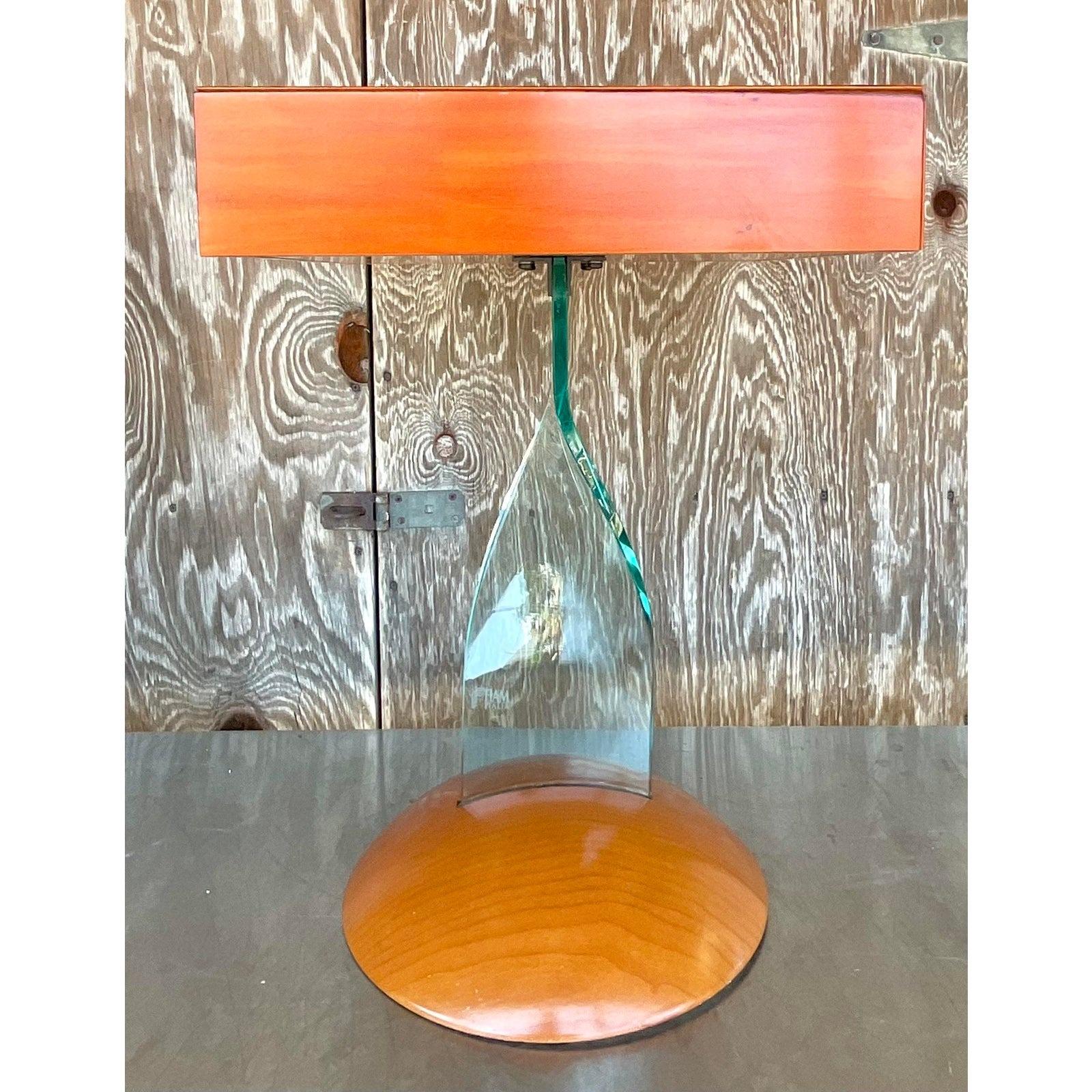 Late 20th Century Vintage Boho Fiam Italia Twisted Glass Side Table For Sale 4