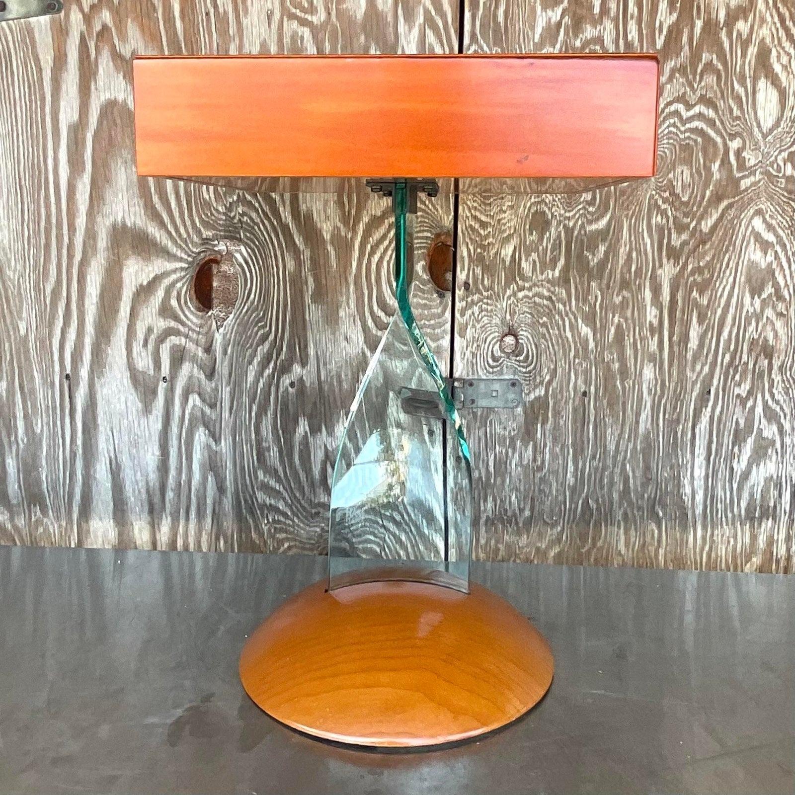 Late 20th Century Vintage Boho Fiam Italia Twisted Glass Side Table For Sale 5