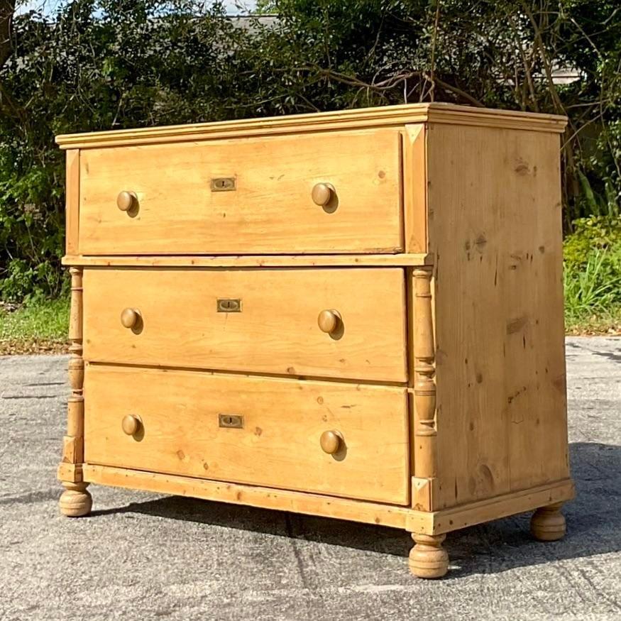 Late 20th Century Vintage Boho French Pine Chest of Drawers For Sale 2