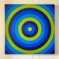 Vintage Signed Op Art Concentric Circles Oil Painting
