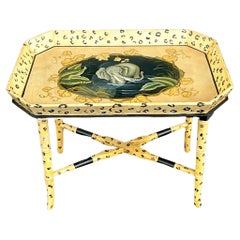 Late 20th Century Vintage Boho Hand Painted Elephant Tray Coffee Table