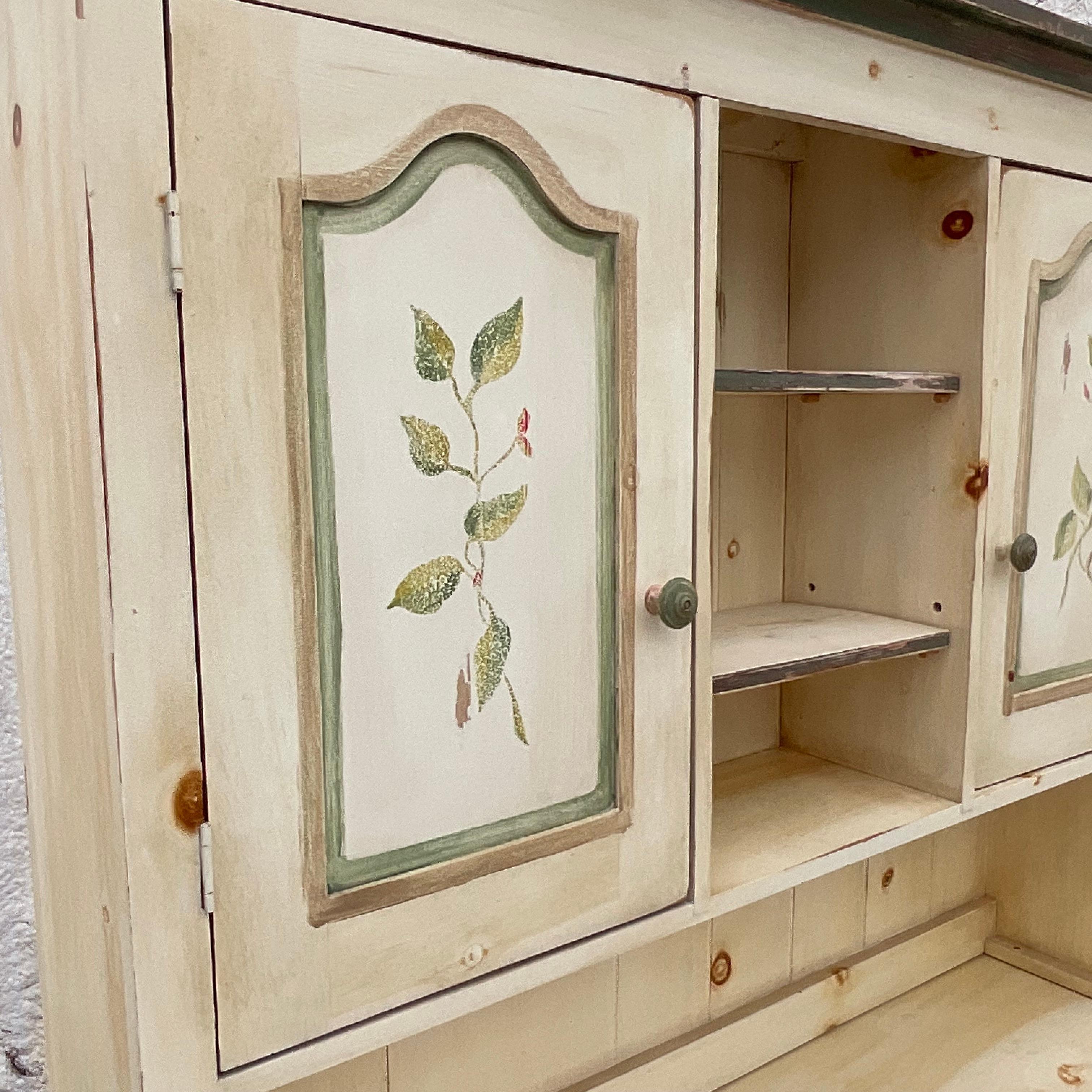 Chinese Late 20th Century Vintage Boho Hand Painted Hutch For Sale