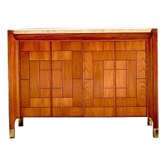 Credenza patchwork con piano in pietra della fine del 20° secolo, vintage Boho Heritage