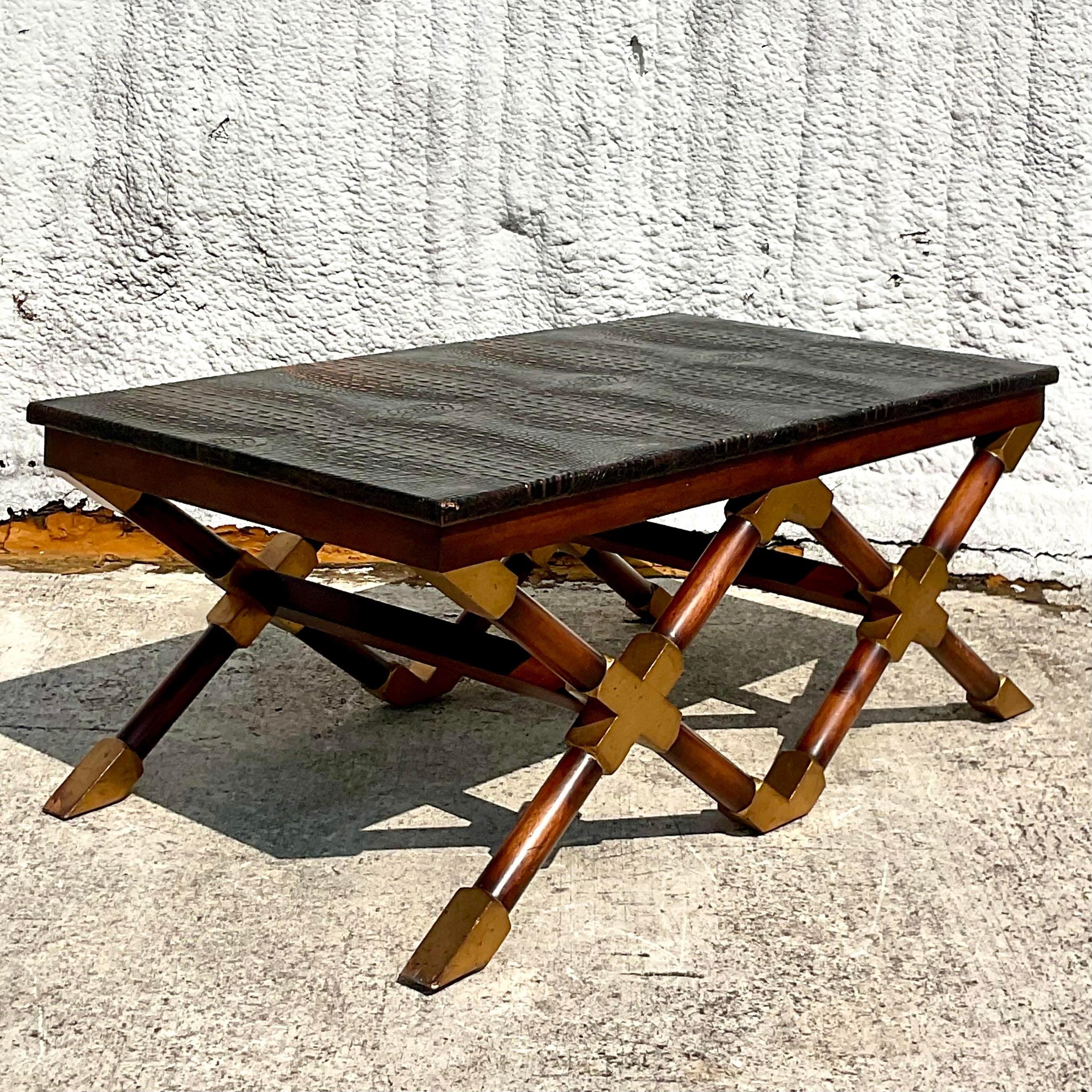 Late 20th Century Vintage Boho John Richards Campaign Coffee Table For Sale 1