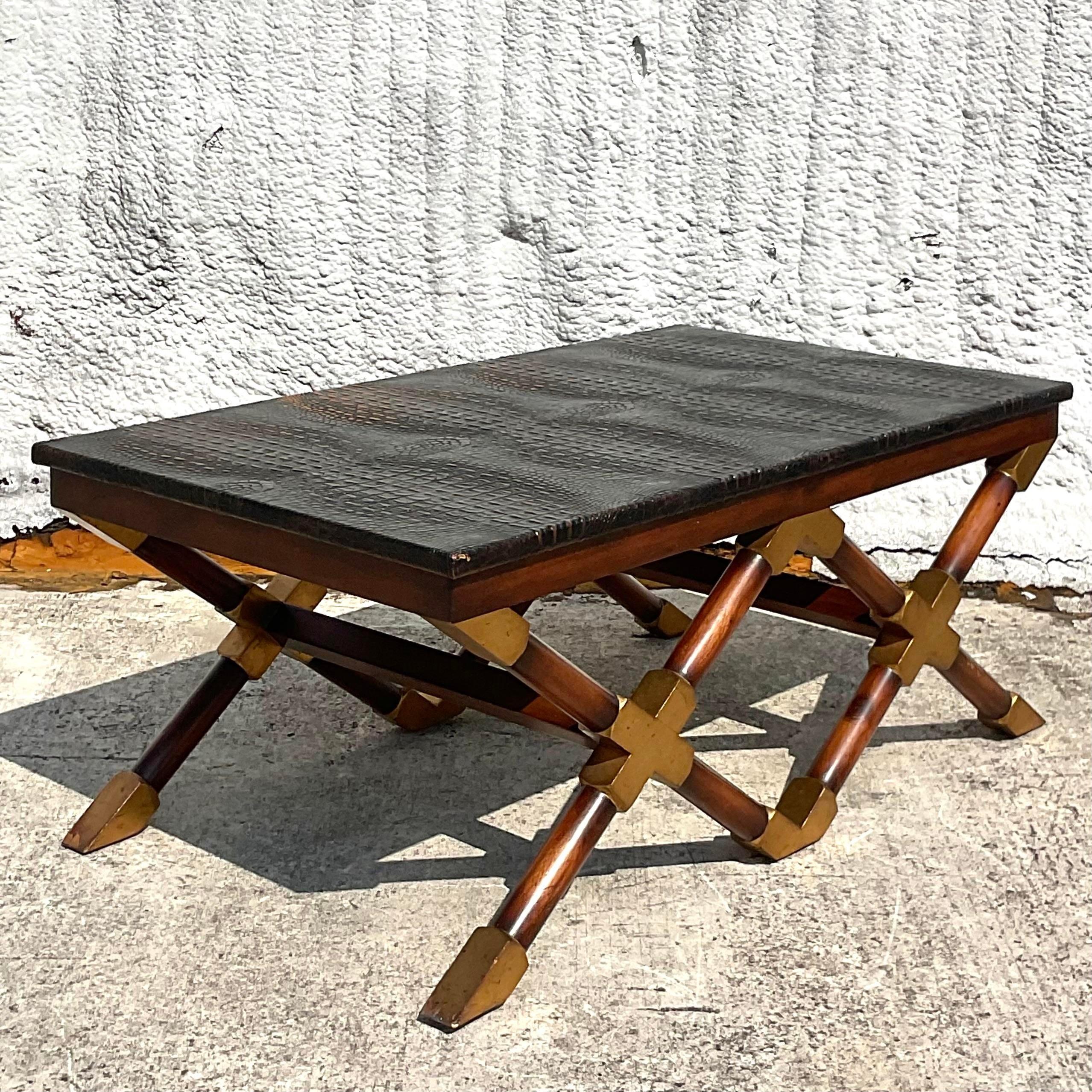 Late 20th Century Vintage Boho John Richards Campaign Coffee Table For Sale 2