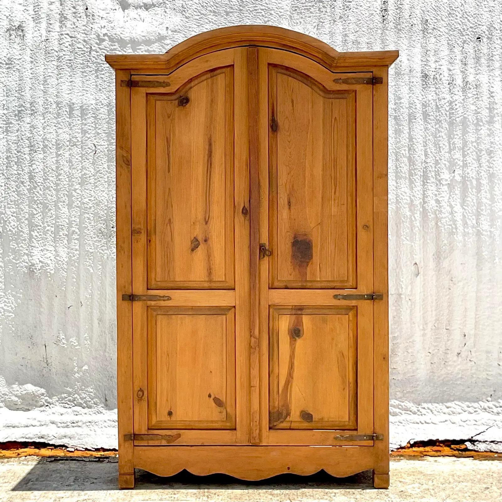 Late 20th Century Vintage Boho Knotty Pine Armoire at 1stDibs knotty pine armoire wardrobe