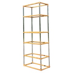 Late 20th Century Used Boho Lucite and Rattan Etagere