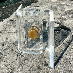 Late 20th Century Vintage Boho Lucite Dining Table Pedestal After Springer