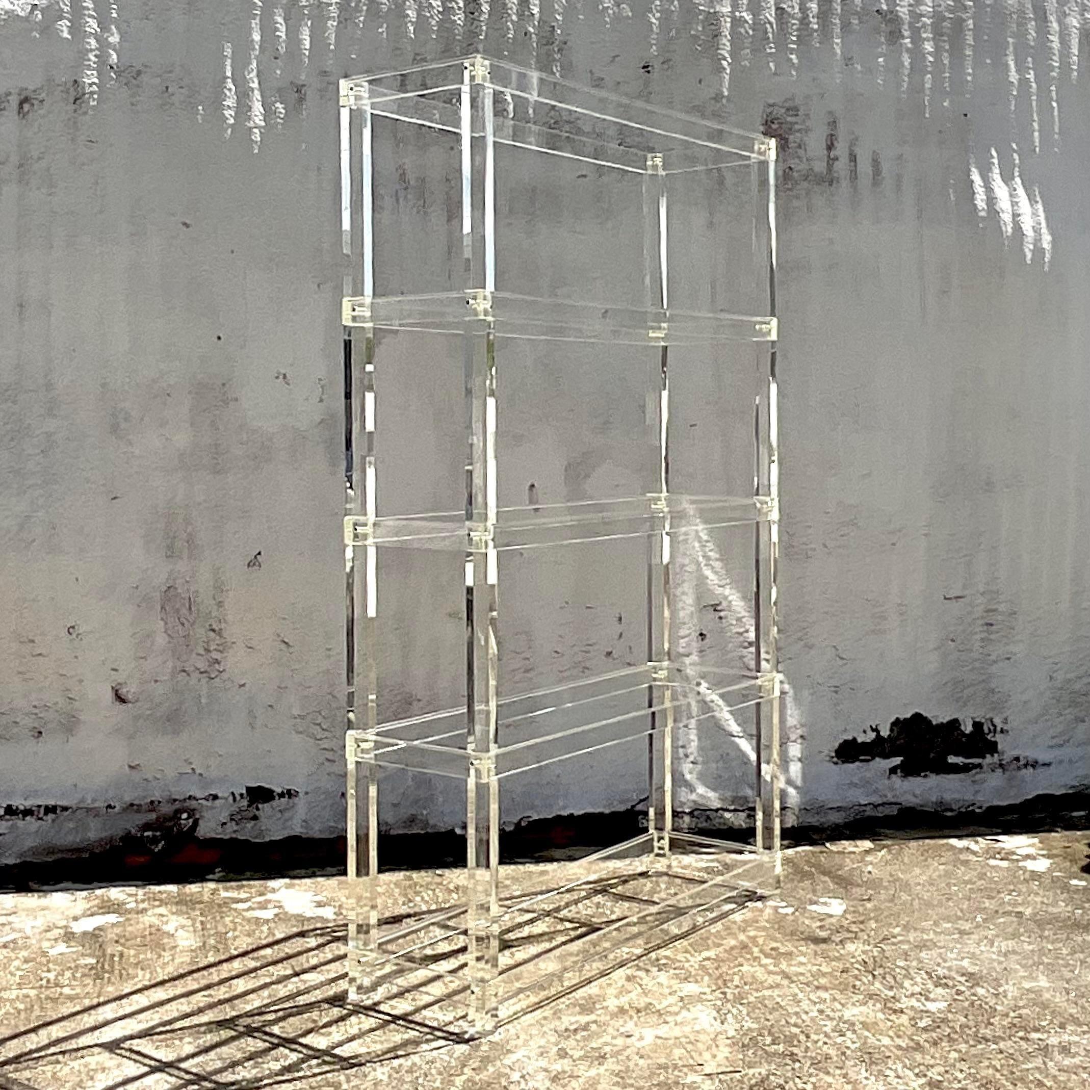 American Late 20th Century Vintage Boho Lucite Etagere For Sale