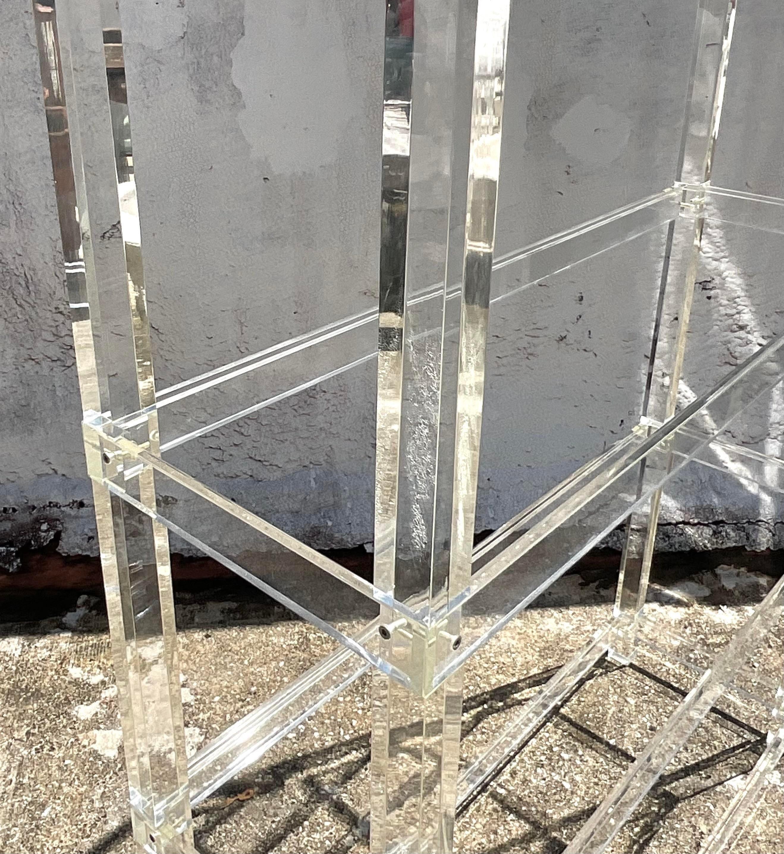 Late 20th Century Vintage Boho Lucite Etagere For Sale 2