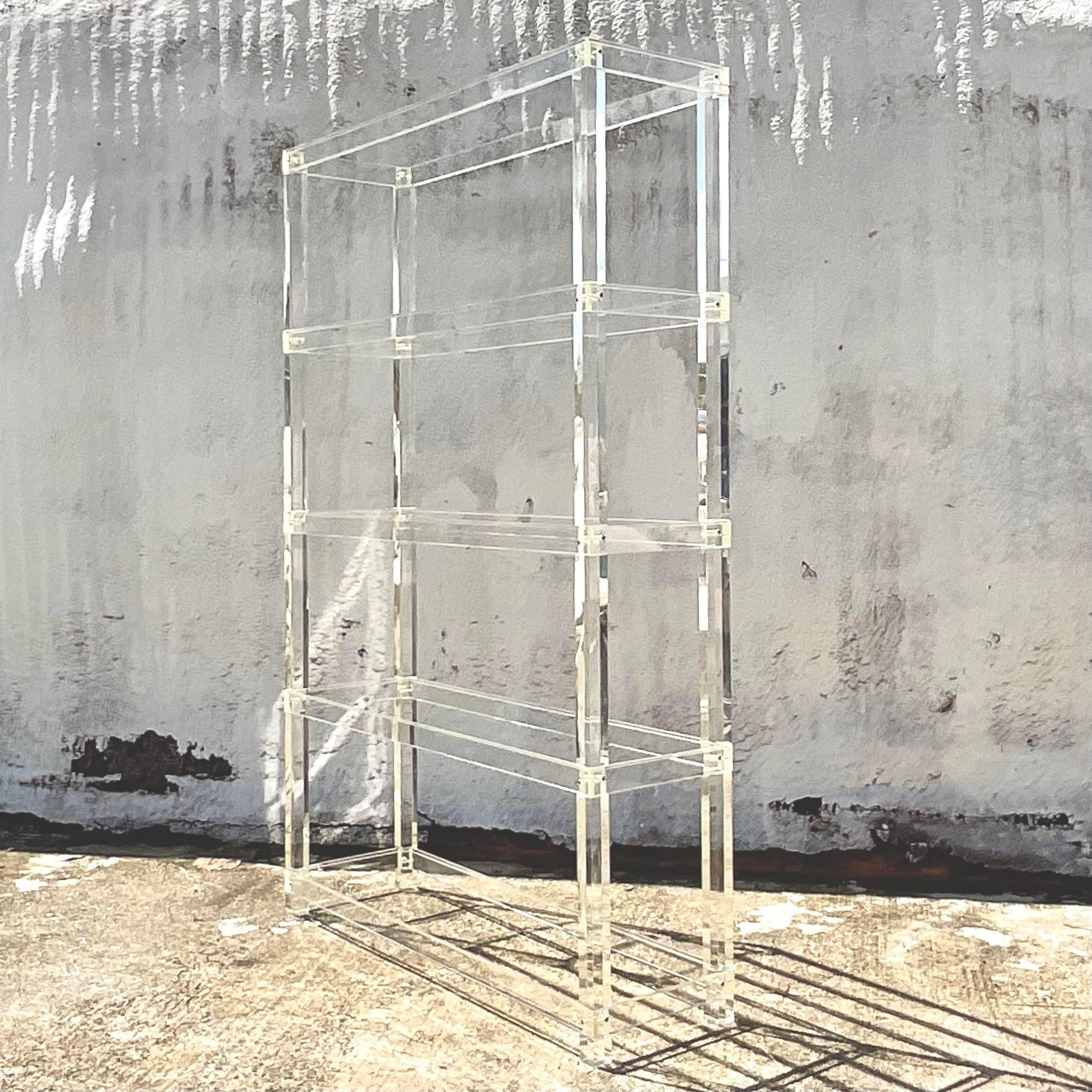 Late 20th Century Vintage Boho Lucite Etagere For Sale 3
