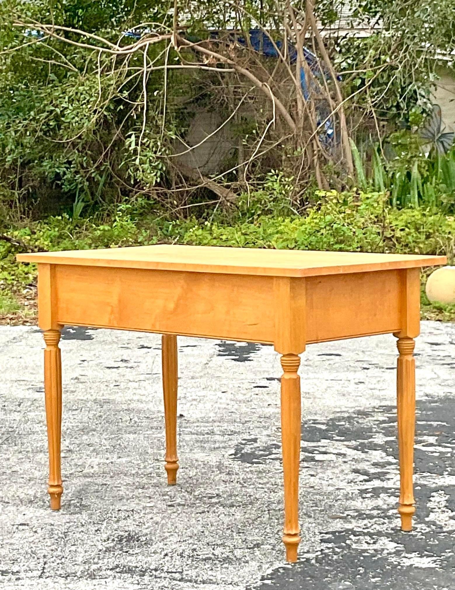 American Late 20th Century Vintage Boho Maple Console Farm Table For Sale