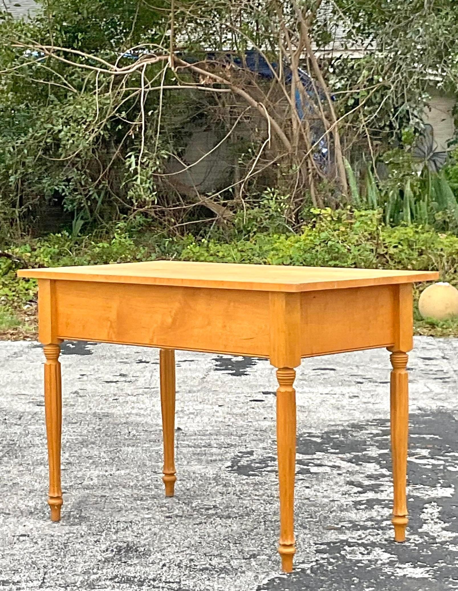 Late 20th Century Vintage Boho Maple Console Farm Table For Sale 1
