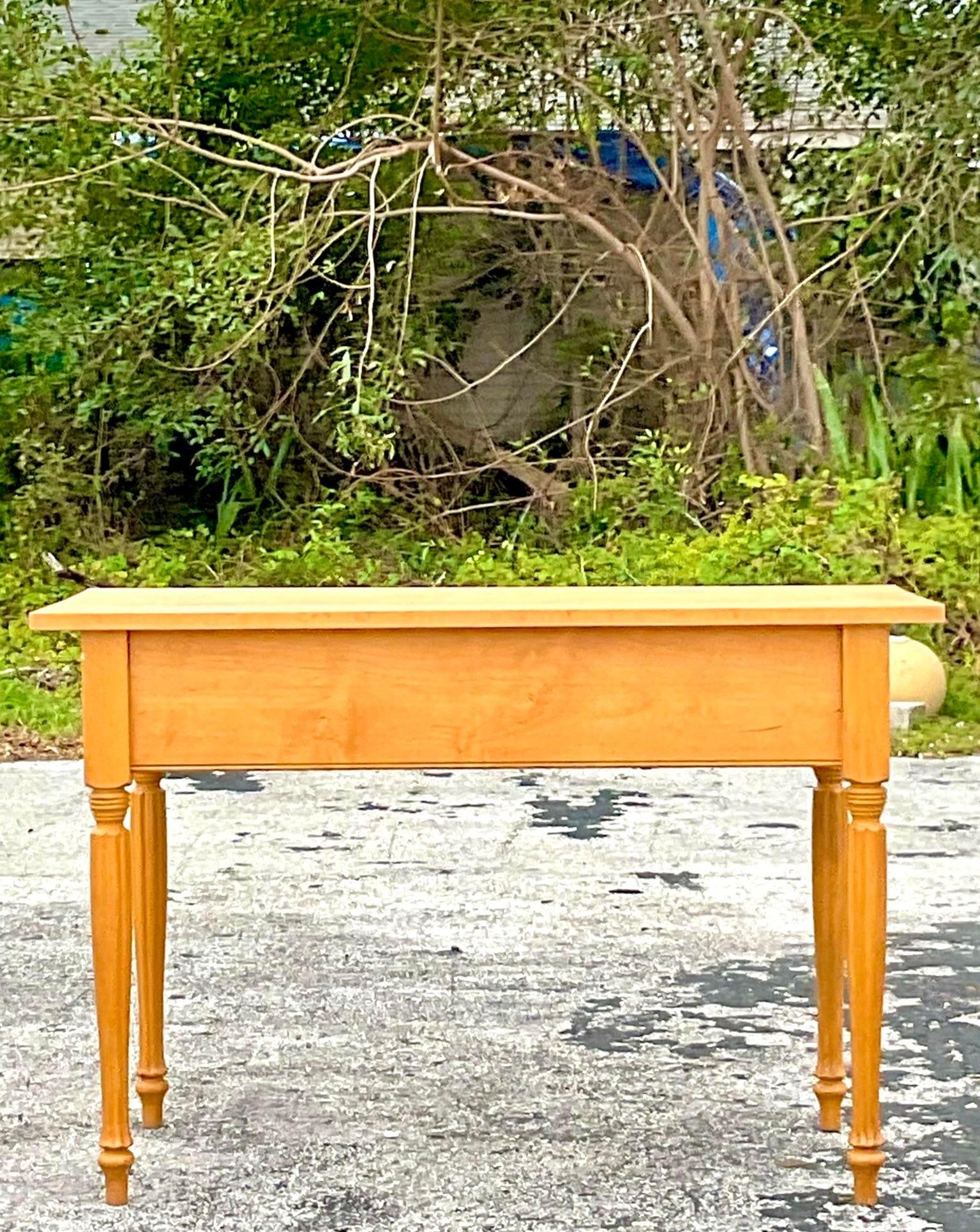 Late 20th Century Vintage Boho Maple Console Farm Table For Sale 2