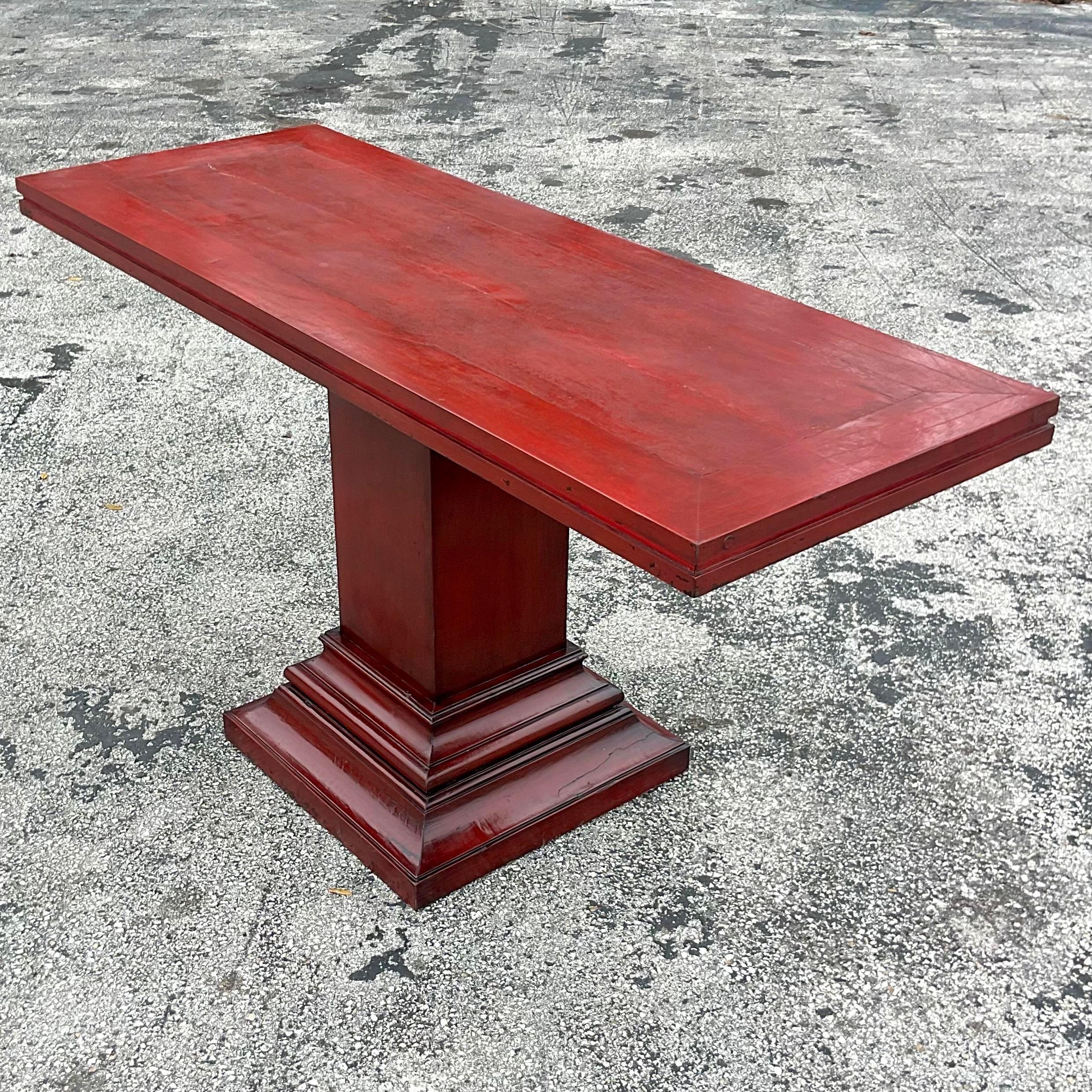 Late 20th Century Vintage Boho Millwork Console Table In Good Condition For Sale In west palm beach, FL