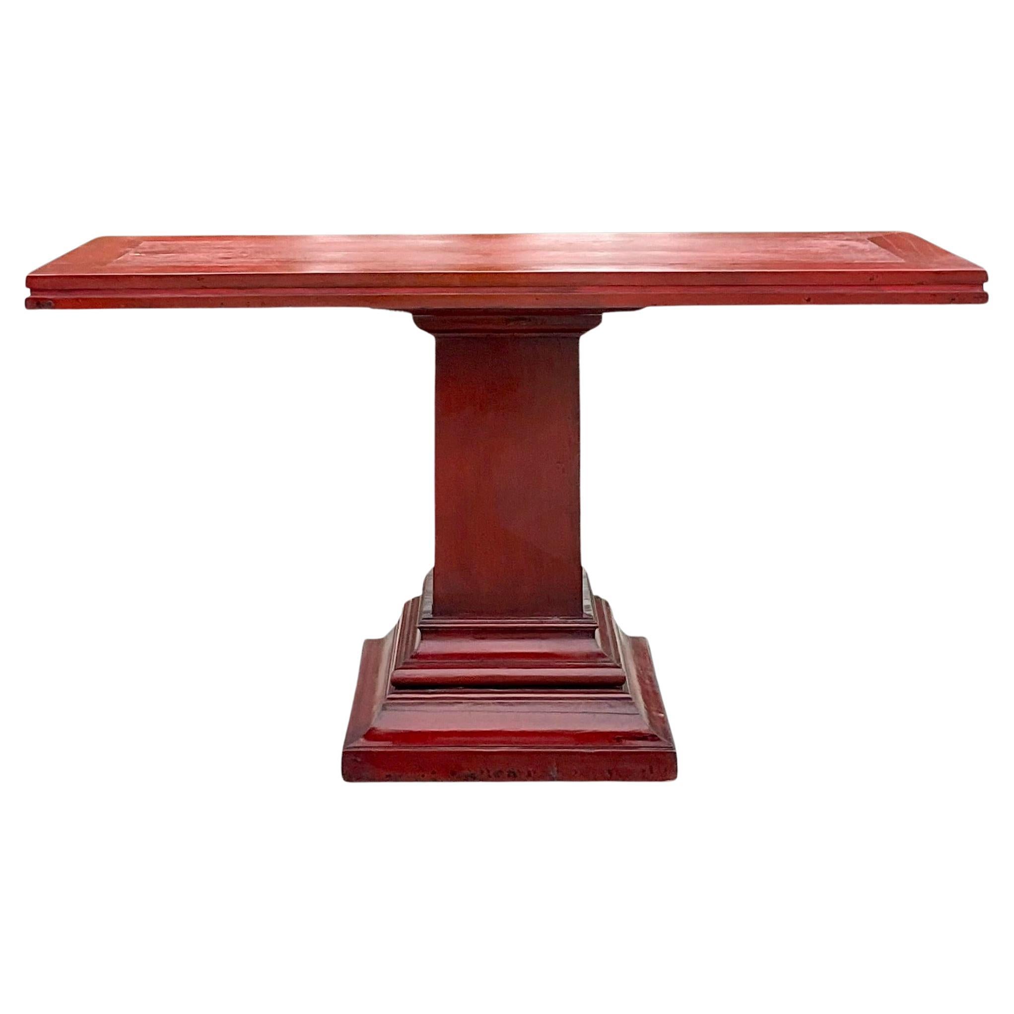 Late 20th Century Vintage Boho Millwork Console Table For Sale