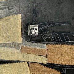 Late 20th Century Vintage Boho Mixed Media Oil Painting on Canvas