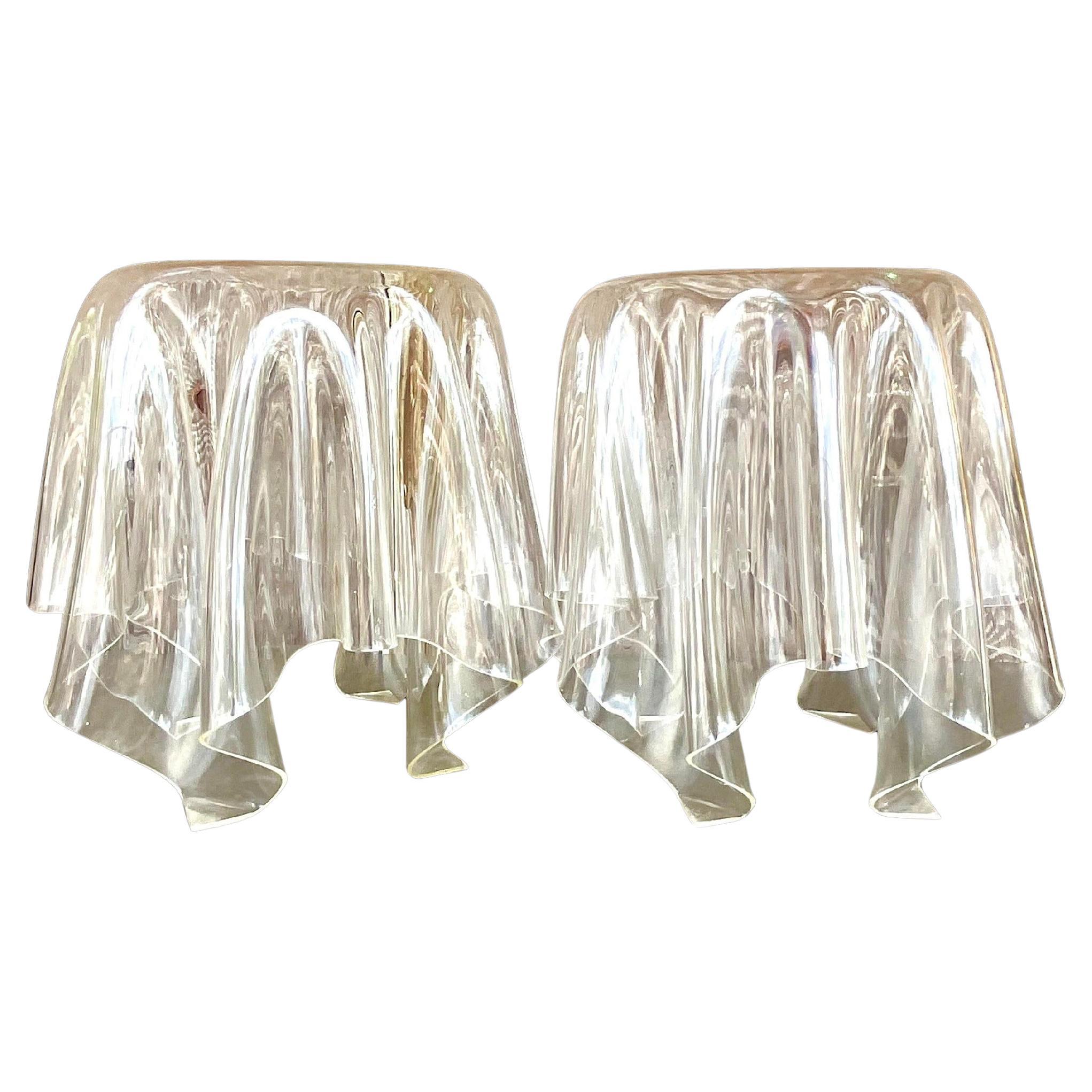 Late 20th Century Vintage Boho Molded Lucite Side Tables - a Pair For Sale