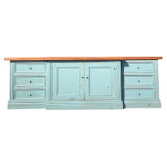 Late 20th Century Vintage Boho Monumental Blue Wash Credenza