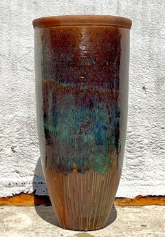 Late 20th Century Vintage Boho Monumental Glazed Ceramic Vase