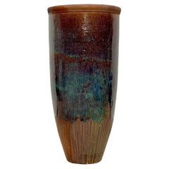 Monumentale Vintage-Vase aus glasierter Keramik von Boho aus dem späten 20. Jahrhundert