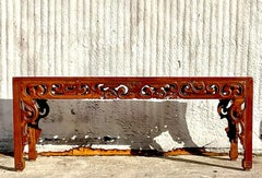 Late 20th Century Vintage Boho Monumental Hand Carved Console Table