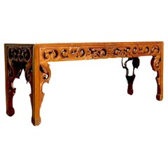 Late 20th Century Vintage Boho Monumental Hand Carved Console Table
