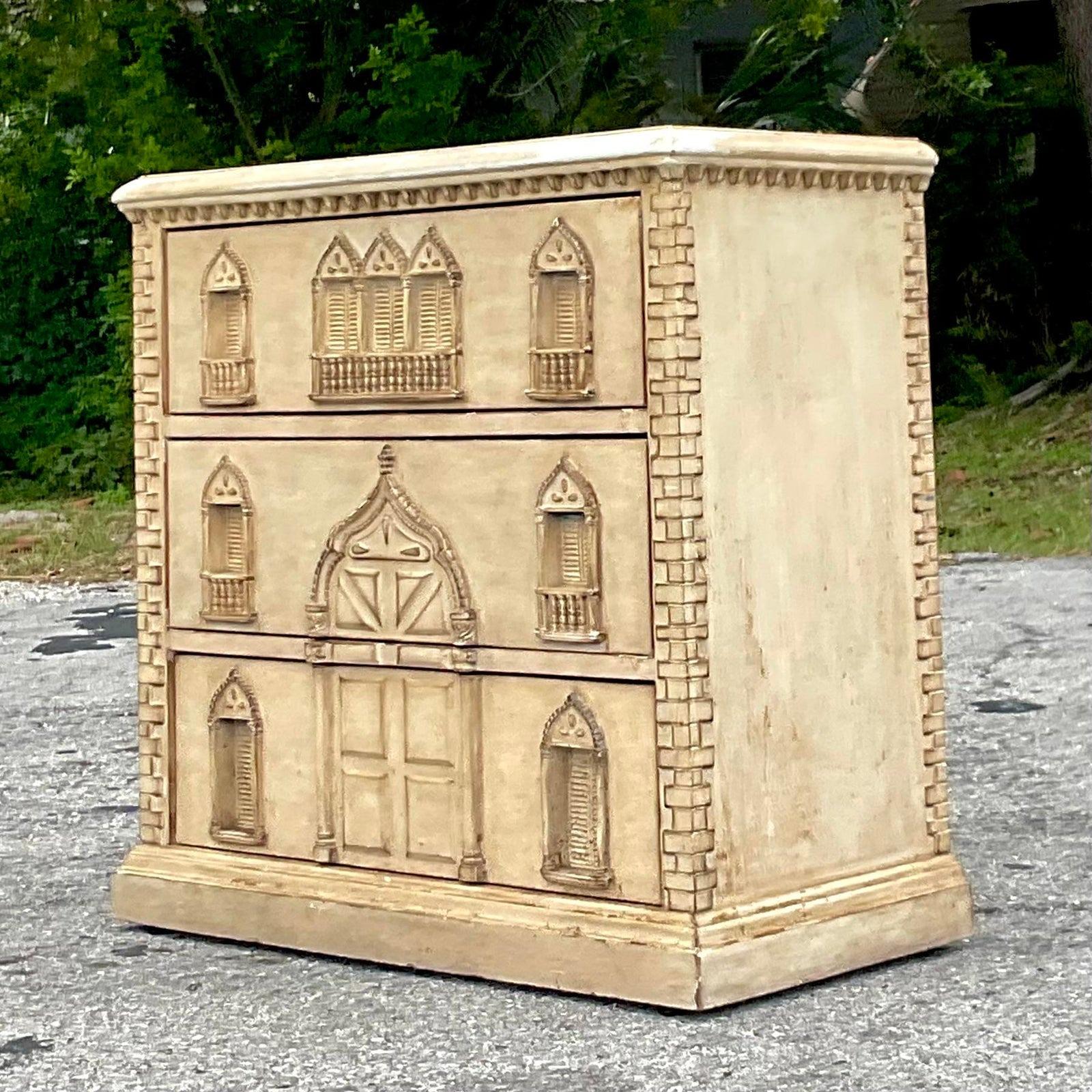 Late 20th Century Vintage Boho Moorish Chest of Drawers In Good Condition For Sale In west palm beach, FL