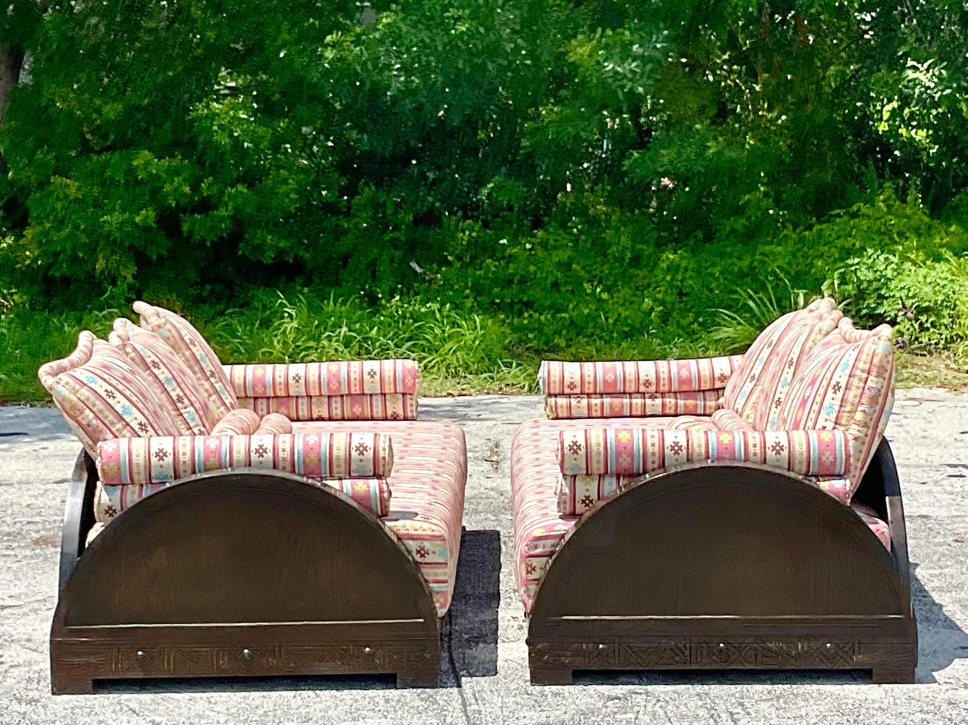 Late 20th Century Vintage Boho Moroccan Sofas - a Pair For Sale 1