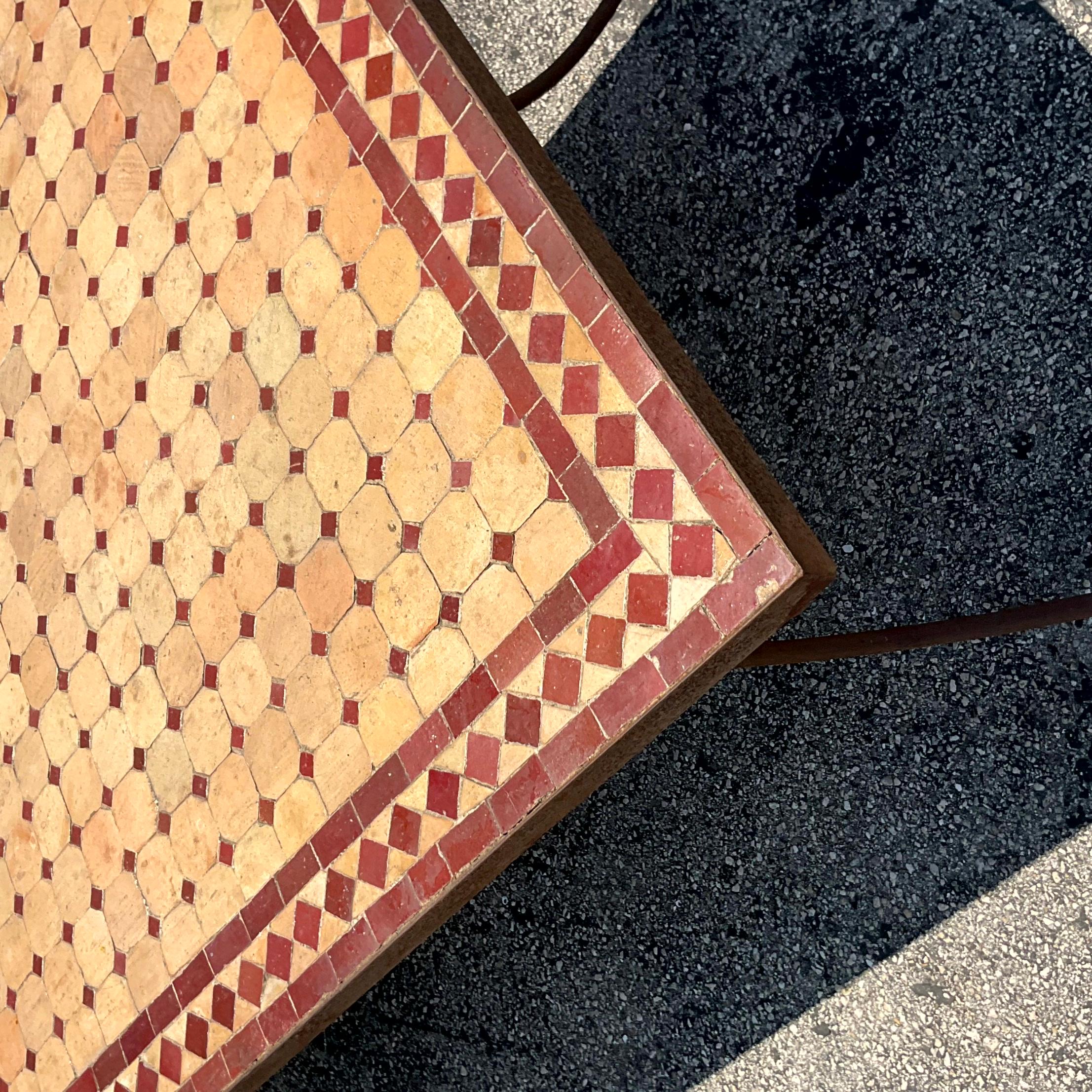 Late 20th Century Vintage Boho Moroccan Tile Dining Table 6