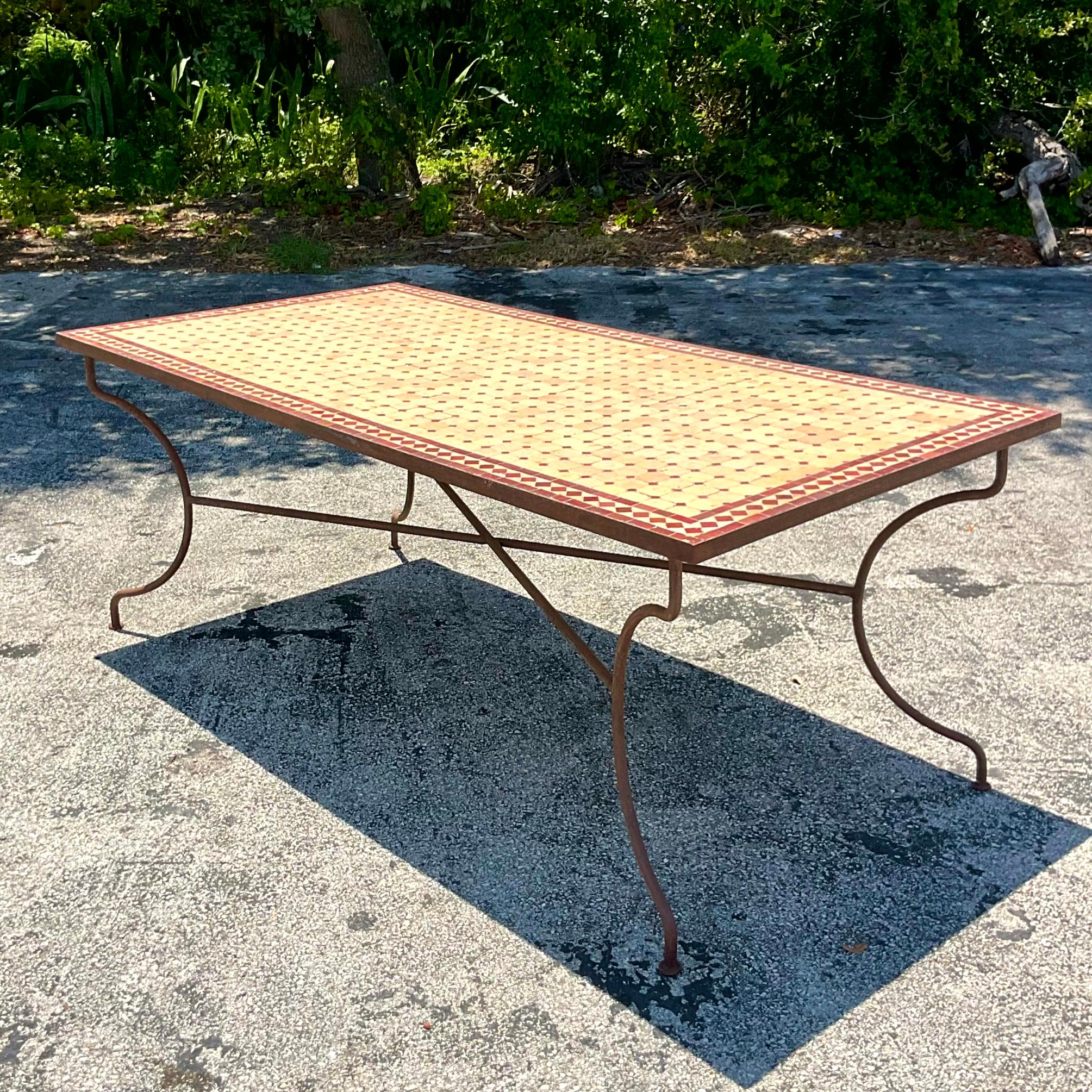 Late 20th Century Vintage Boho Moroccan Tile Dining Table 1