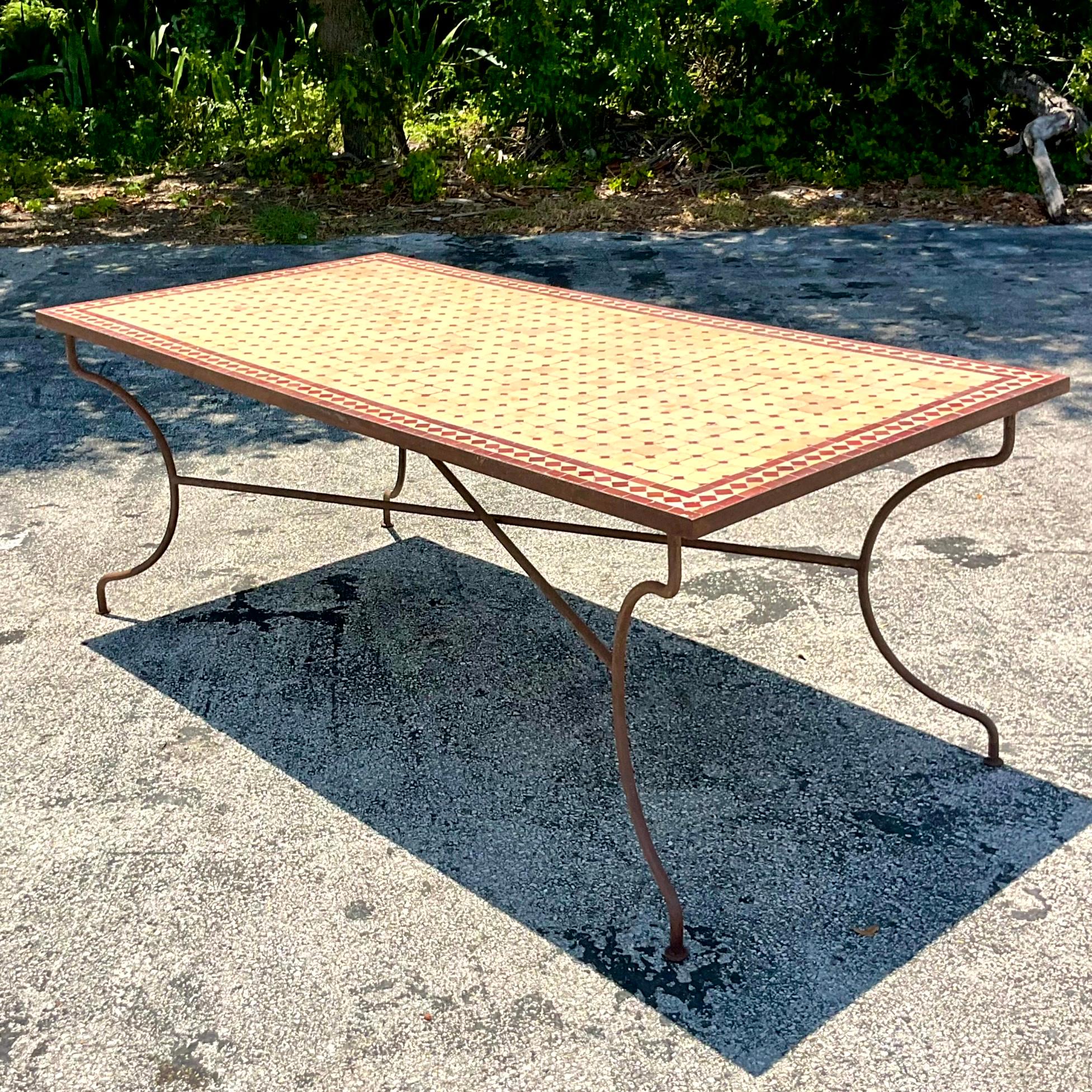 Late 20th Century Vintage Boho Moroccan Tile Dining Table 3