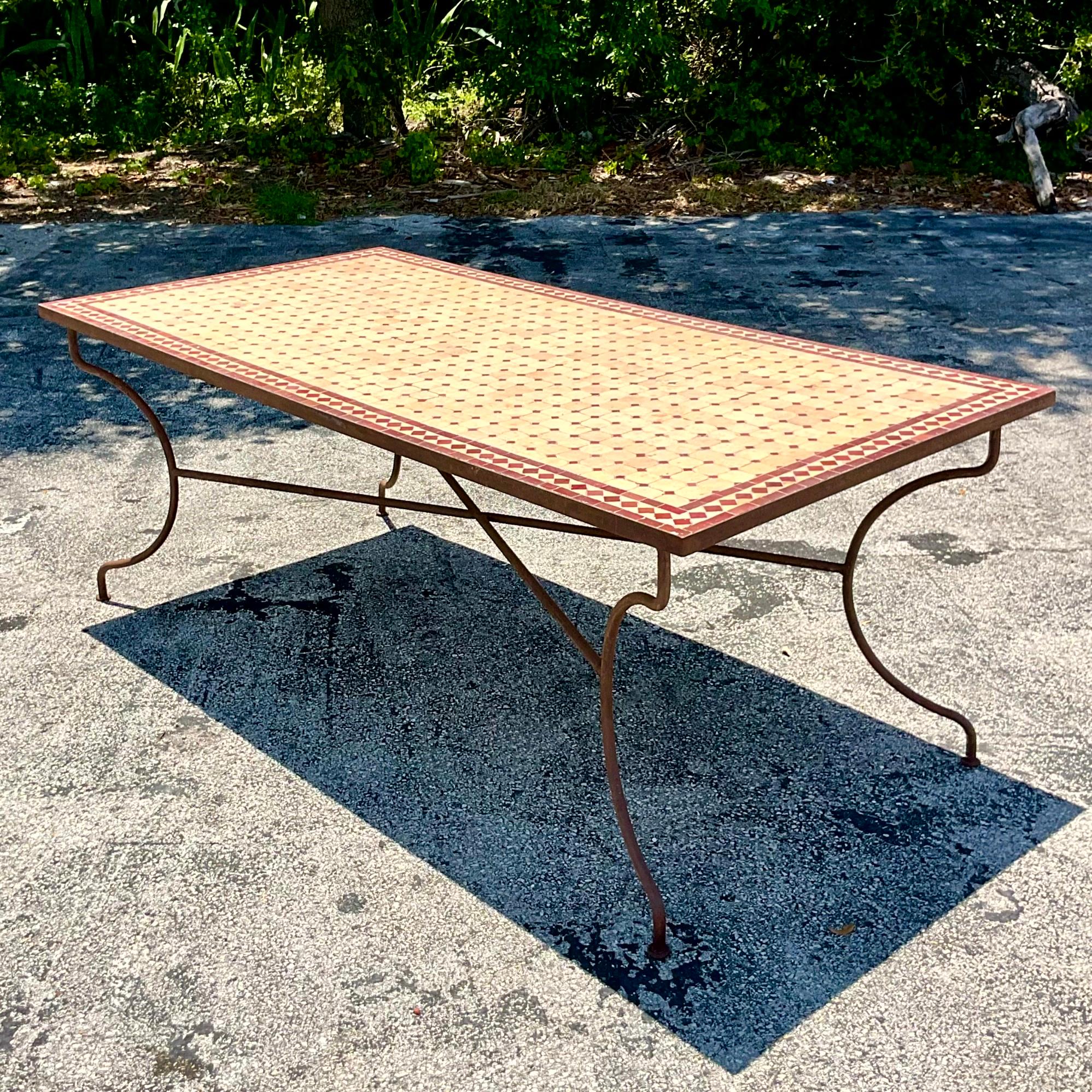 Late 20th Century Vintage Boho Moroccan Tile Dining Table 4