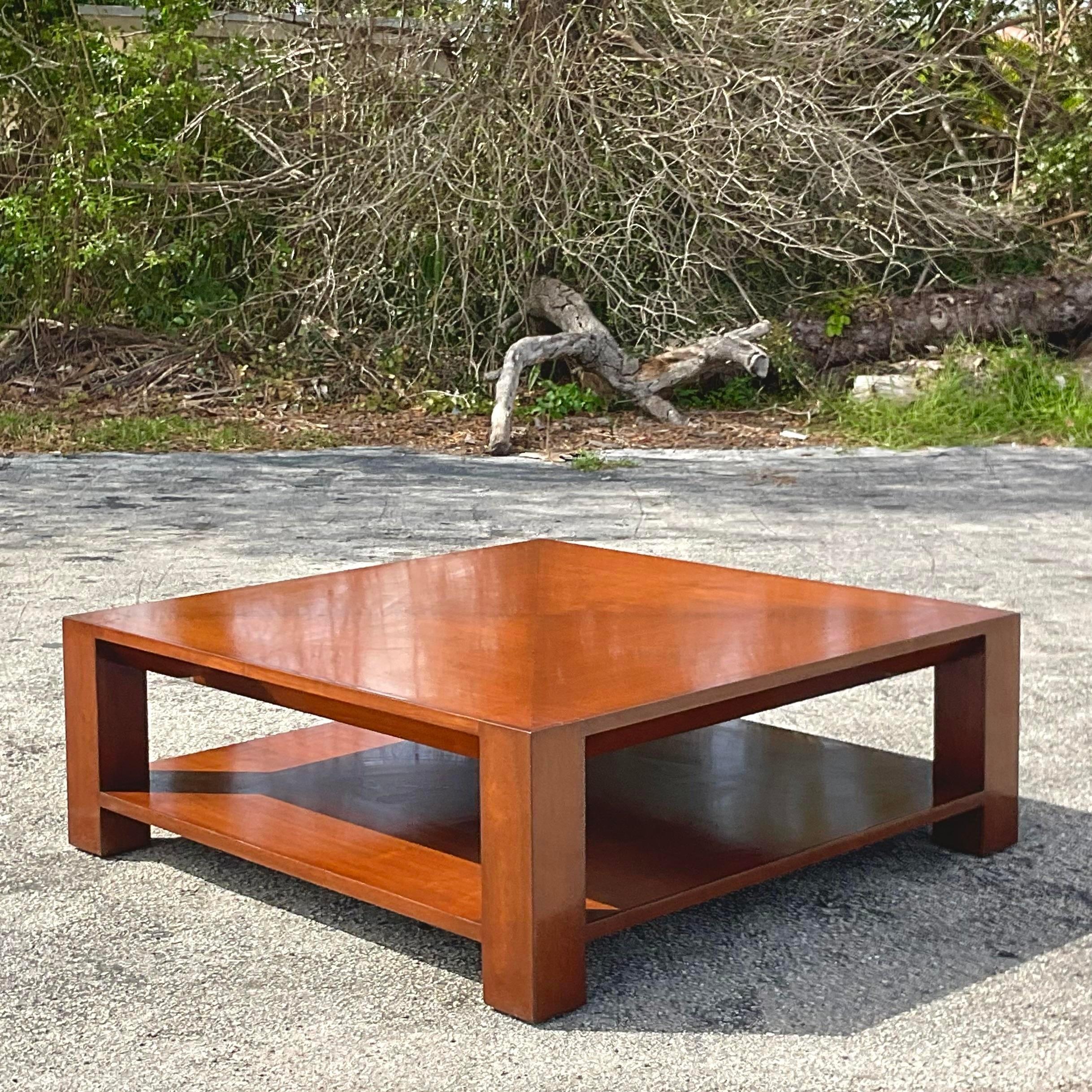 Wood Late 20th Century Vintage Boho Nancy Corzine Lacquered Coffee Table For Sale