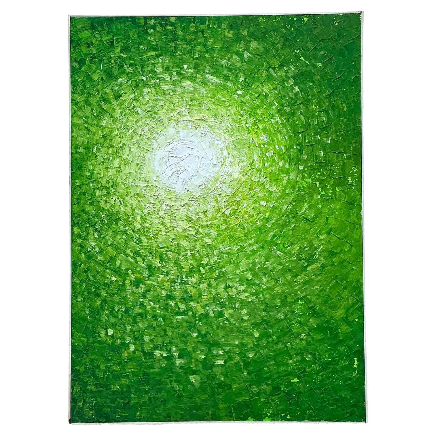 Olio astratto originale su tavola della fine del XX secolo, in stile boho.