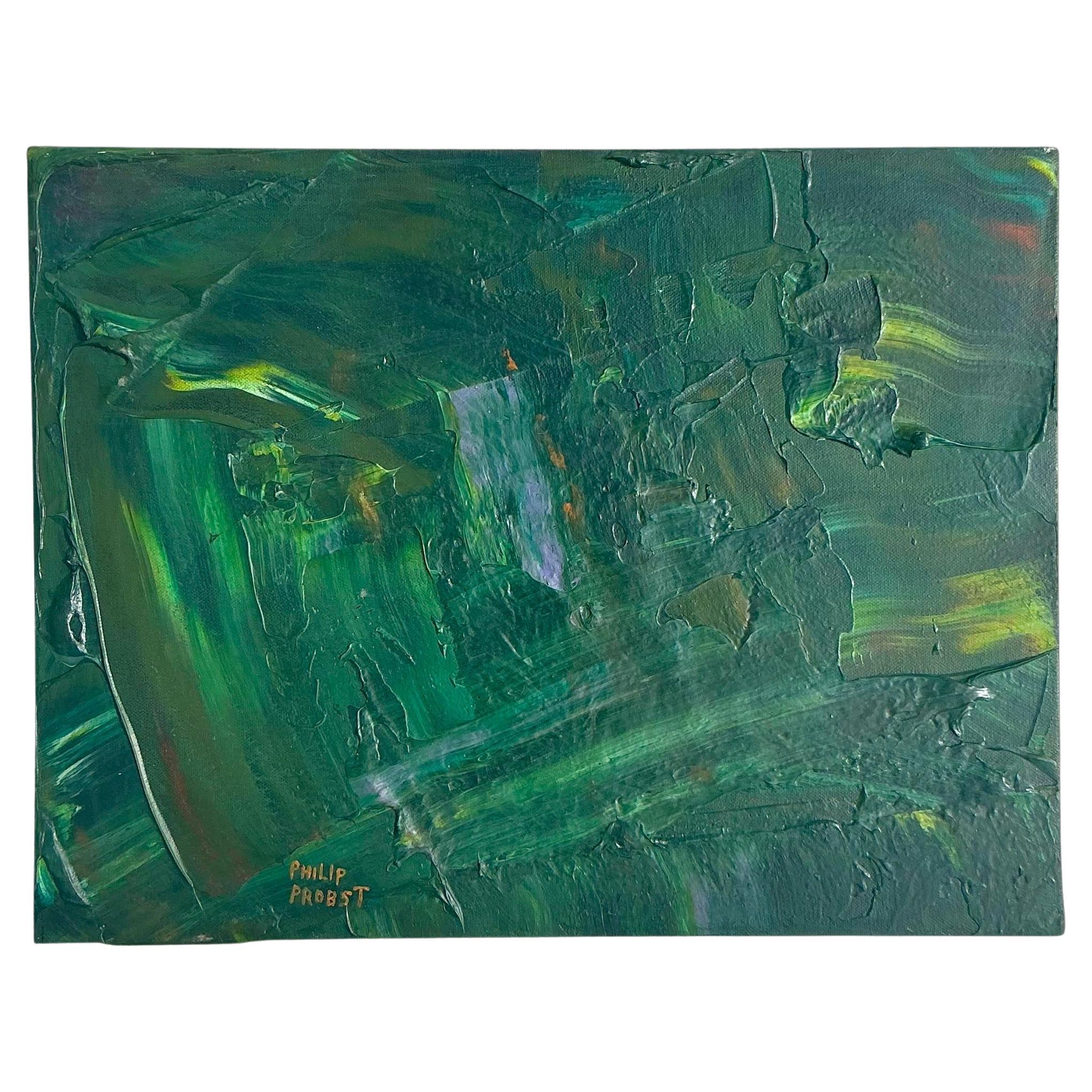 Olio astratto su tela della fine del 20° secolo, originale Boho, Impasto in vendita