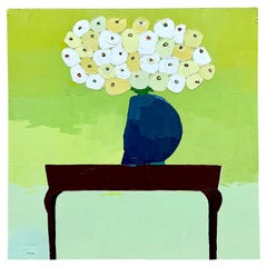 Late 20th Century Vintage Boho Original Monumental Floral on Canvas